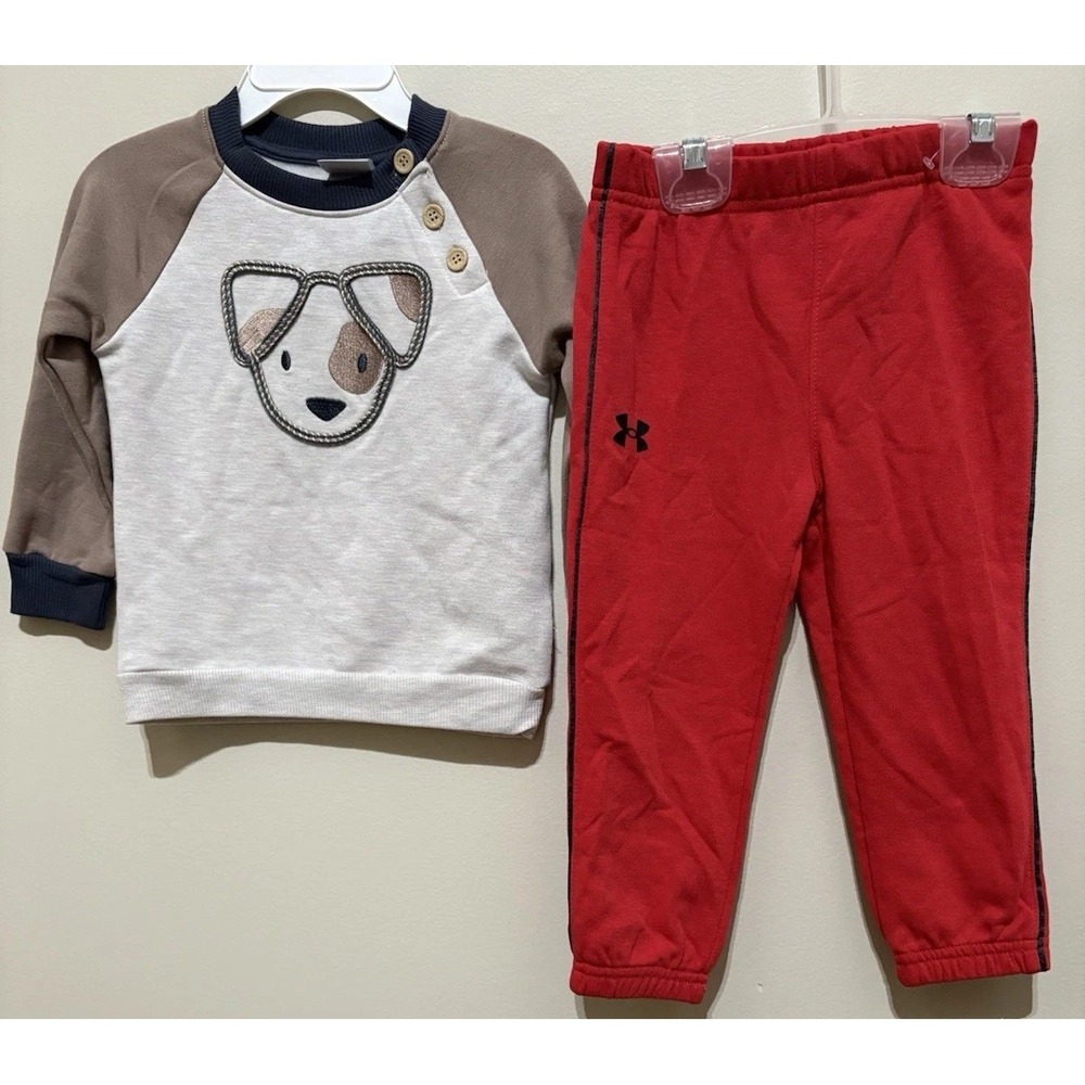Tahari & Under Armour 2 Piece Unisex Fleece Sweatshirt & Sweatpants. 18 Mos NWOT